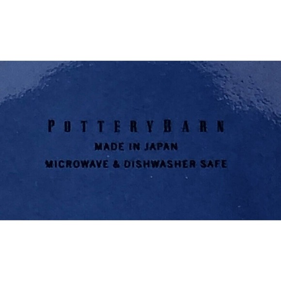 2 Pottery Barn Asian Square Blue 10.5 Red 8.25 Plate Tan Edge Dishes Japan - Picture 7 of 7